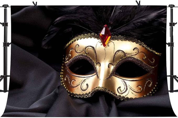 phmojen 假面舞会背景彩色面具摄影背景乙烯基装饰派对狂欢派对照片